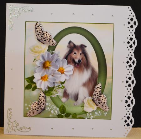 Daisy Dog Portrait & Butterfly Decoupage by Yvonne Middleton
