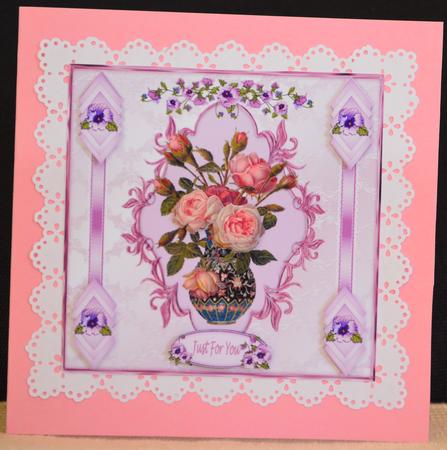 Sweet Roses Decoupage 8" Square Card Front by Yvonne Middleton