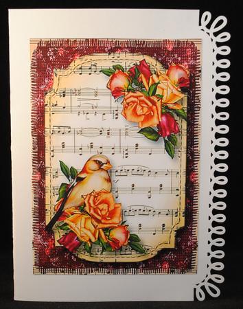 Joy Roses Bird Sheet Music Plaque by Yvonne Middleton
