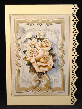 Cream Roses 7 x 5 Card Front by Yvonne Middleton