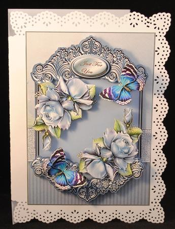 Mini Kit Step by Step Bleu Roses Ornated Frame by Yvonne Middleton