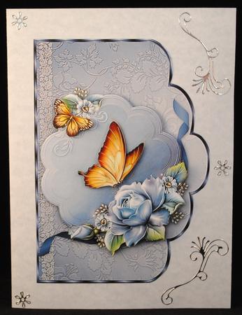 Porcelain Blue Scallop Shaped Card Front by Yvonne Middleton