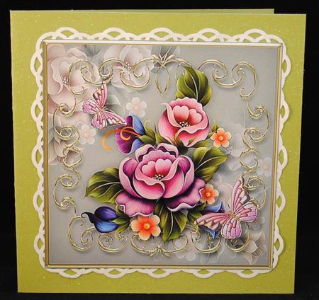 Fantasy Roses Decoupage Card Front by Yvonne Middleton