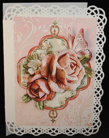 Pink Roses and Pink Butterflies by Yvonne Middleton