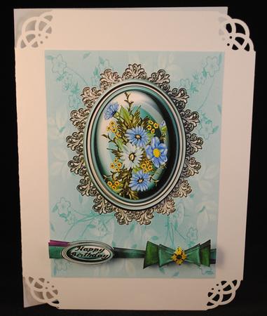 Blue Floral Cameo Pyramage by Yvonne Middleton