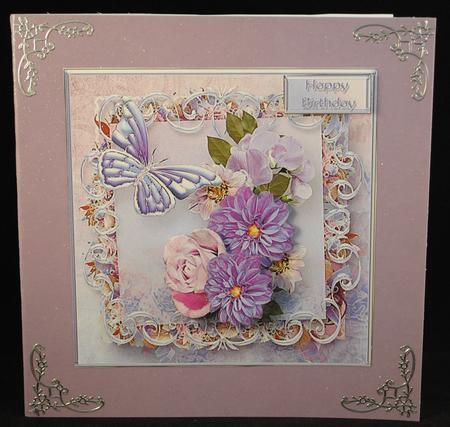 Lilac Posy Decoupage Card Front by Yvonne Middleton
