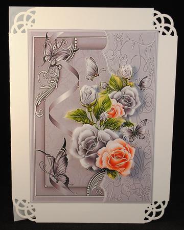 English Rose and Butterfly Card with Decoupage by Yvonne Middleton