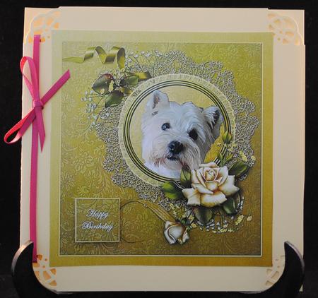 Westie with Roses by Yvonne Middleton