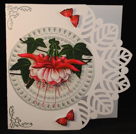 Porcelain Plate & Stand Fuchsia Beauty by Yvonne Middleton