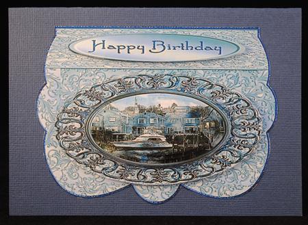 Boating Scene - Scalloped Oval Ironwork Pyramid by Yvonne Middleton