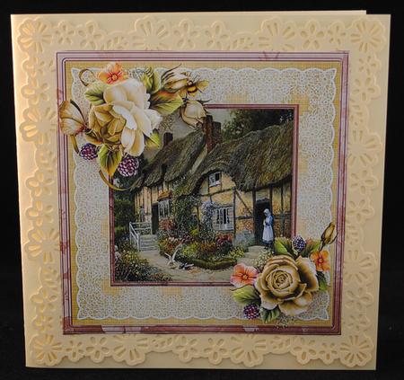 Cottage Rose 8x8 Card and Decoupage Mini Kit by Yvonne Middleton