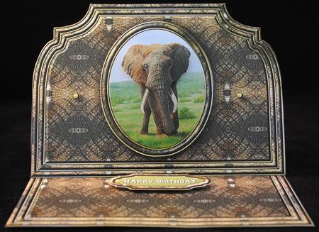 Stunning Elephant Easel Card by Yvonne Middleton