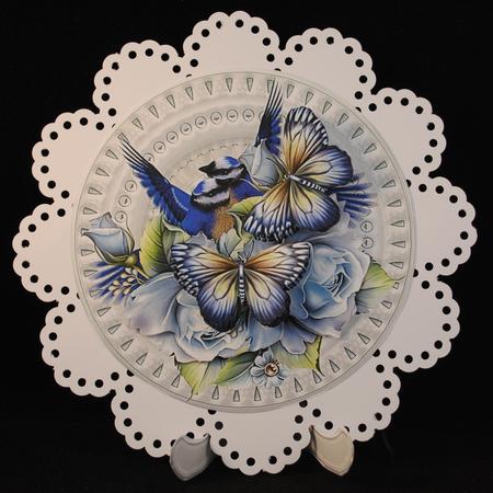 Porcelain Plate,roses,birds & Butterflies Beauty by Yvonne Middleton