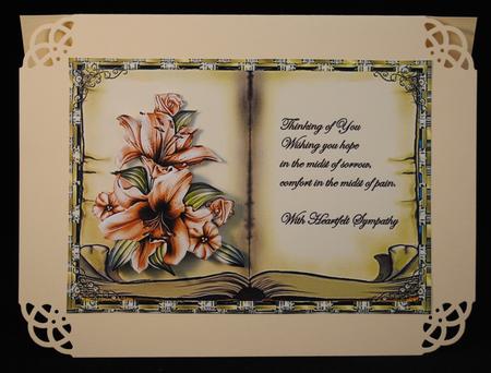 Lily Sympathy Book Topper with Decoupage by Yvonne Middleton