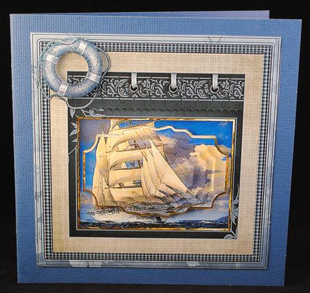 Sailing Ship 8x8 Card with Pyramid Layers by Yvonne Middleton
