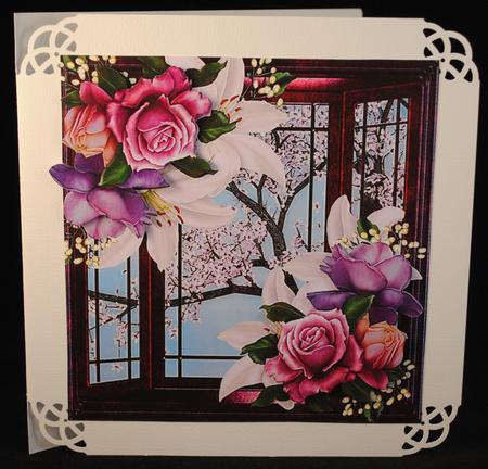 Window with Roses & Lilies by Yvonne Middleton