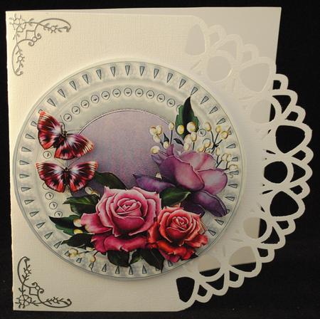 Porcelain Plate & Stand Gorgeous Roses by Yvonne Middleton