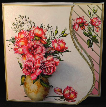 Vase of Roses - Wavy Border Card Mini Kit by Yvonne Middleton