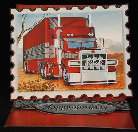 Red Big Rig Truck Stamp Easel Kit Male Birthday Trucker by Yvonne Middleton