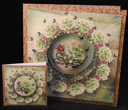 Vintage White Rose Circle Pyramid Pop Through Mini Kit by Yvonne Middleton