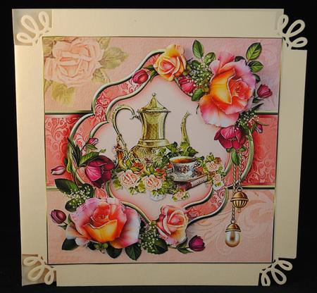 8x8 Afternoon Tea with Roses by Yvonne Middleton