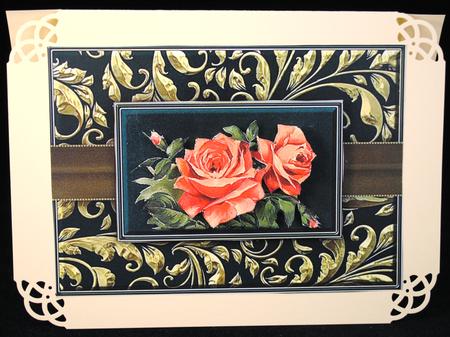 Fancy Vintage Pink Roses Quick Card by Yvonne Middleton