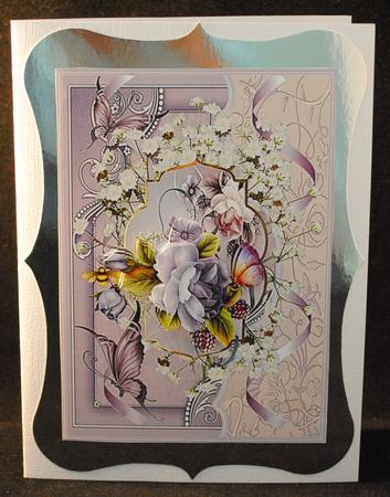 Lilac Rose and Babys Breath Card with Decoupage by Yvonne Middleton