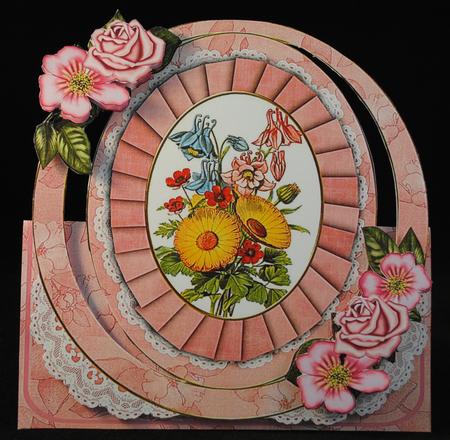 Mixed Pink Blossoms Oval Over 3D Mini Card Kit by Yvonne Middleton