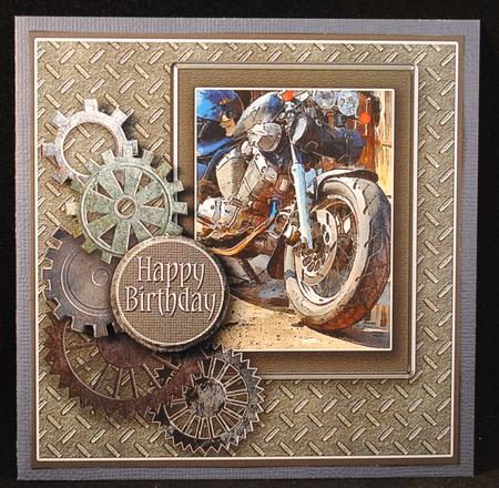 Steampunk Motorbike 8in x 8in Decoupage by Yvonne Middleton