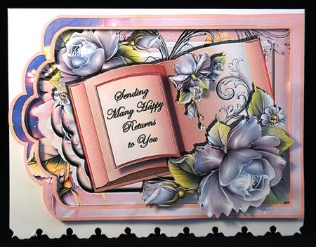 Tag Shaped Card with Book Topper - Pink by Yvonne Middleton