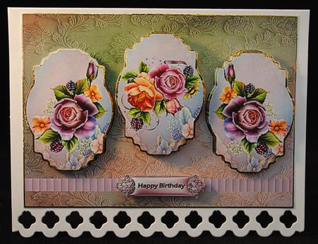 English Rose Panel Card with Toppers by Yvonne Middleton