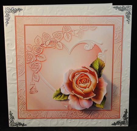 A Peach Rose with Love 7x7card Front by Yvonne Middleton