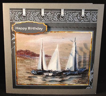 Sailing at Night Card with Shaped Layers by Yvonne Middleton