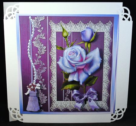 Beautiful Deep Lavender Roses on Lace by Yvonne Middleton