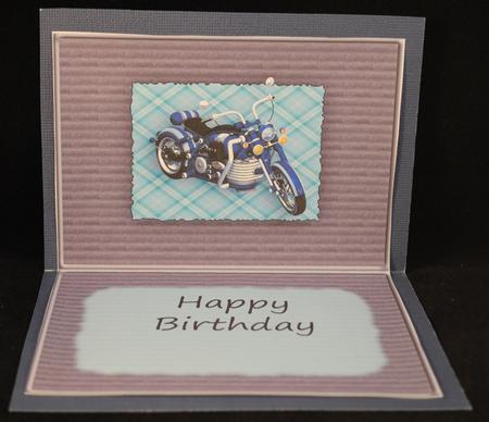 Blue Motor Bike Birthday Insert by Yvonne Middleton