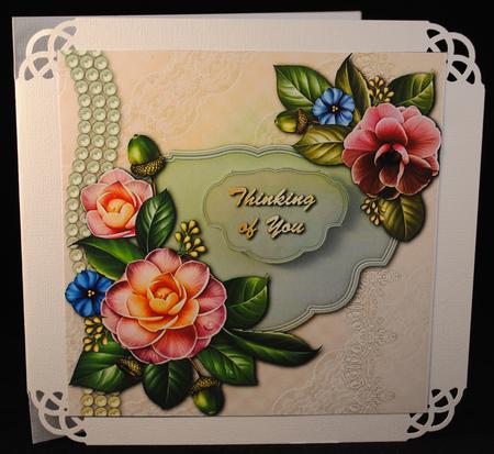 Classy Summer Camellia 8x8 Card Front by Yvonne Middleton