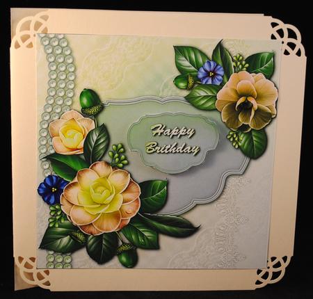 Classy Spring Camellia 8x8 Card Front by Yvonne Middleton