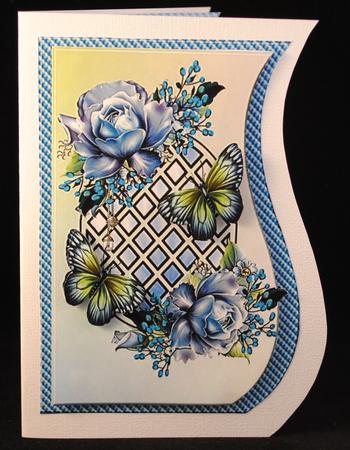 Lattice Card Roses & Butterfly 2 by Yvonne Middleton