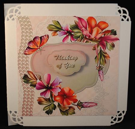 Summer Vermilion Bouquet 8x8 Card Front by Yvonne Middleton