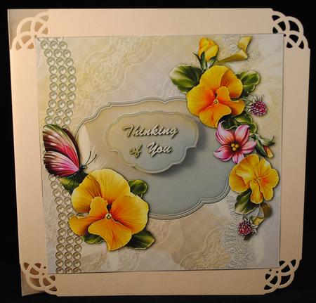 Pretty Yellow Pansies 8x8 Card Front by Yvonne Middleton