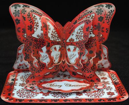 Layered Butterfly Easel - Red and Black Snowflakes by Yvonne Middleton