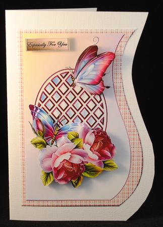 Lattice English Roses & Butterflies by Yvonne Middleton