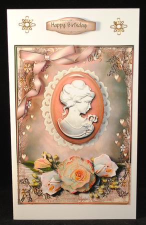 Beautiful Pink Cameo with Roses and Babys Breath by Yvonne Middleton
