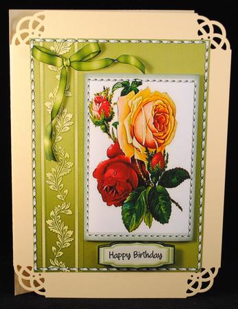 Lovely Roses on a Stitched Frame by Yvonne Middleton