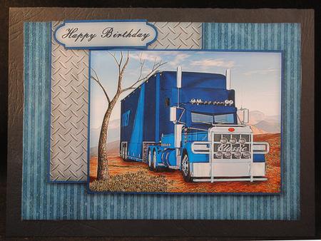 Blue Big Rig Semi Truck Lorry Cards for Men Quick Card Birthday Male by Yvonne Middleton
