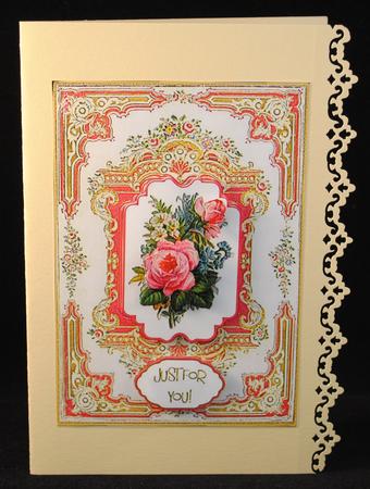 Ps009 Cabbage Roses Pink and Gold Frame Topper by Yvonne Middleton