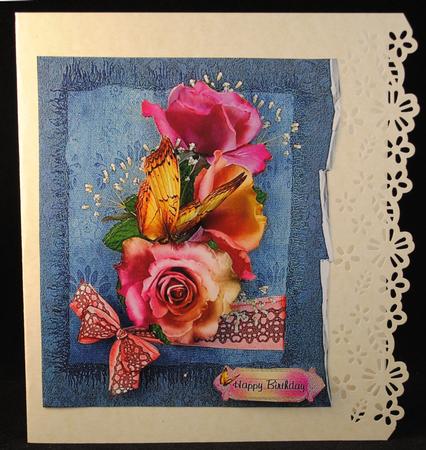 Torn and Frayed Paper with Rose Decoupage by Yvonne Middleton