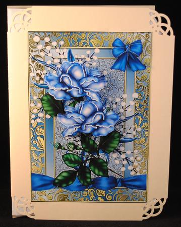 Gold Gilt Frame Bleu Roses by Yvonne Middleton