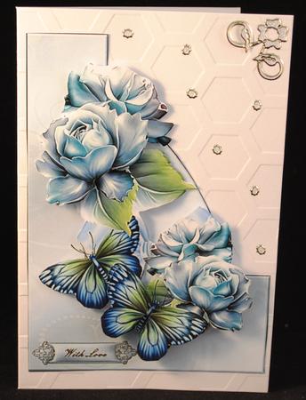 Porcelain Roses & Butterflies Shaped Card by Yvonne Middleton
