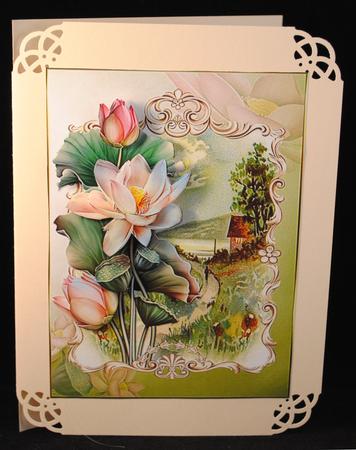 Love of Lotus at Sunset Cottage Green Background by Yvonne Middleton